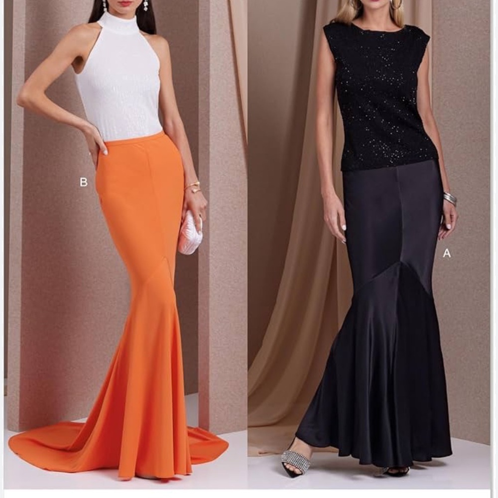 Chic Women's Maxi Skirts in Orange and Black